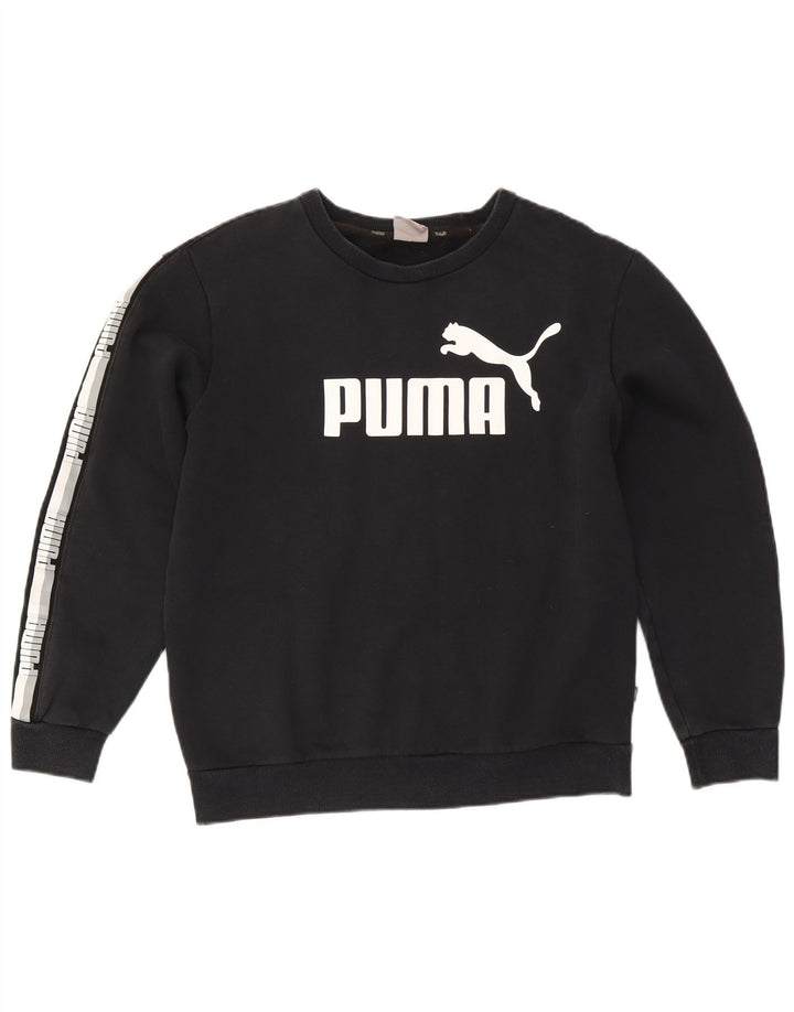 Puma Graphic Sweatshirt Jumper UK 14 Medium Navy Blue Colourblock