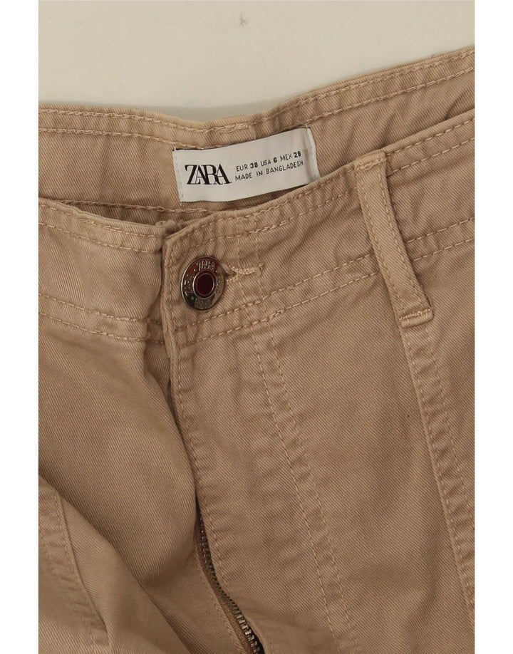 Zara Dame Straight Cargo Bukser EU 38 Small W28 L33 Beige