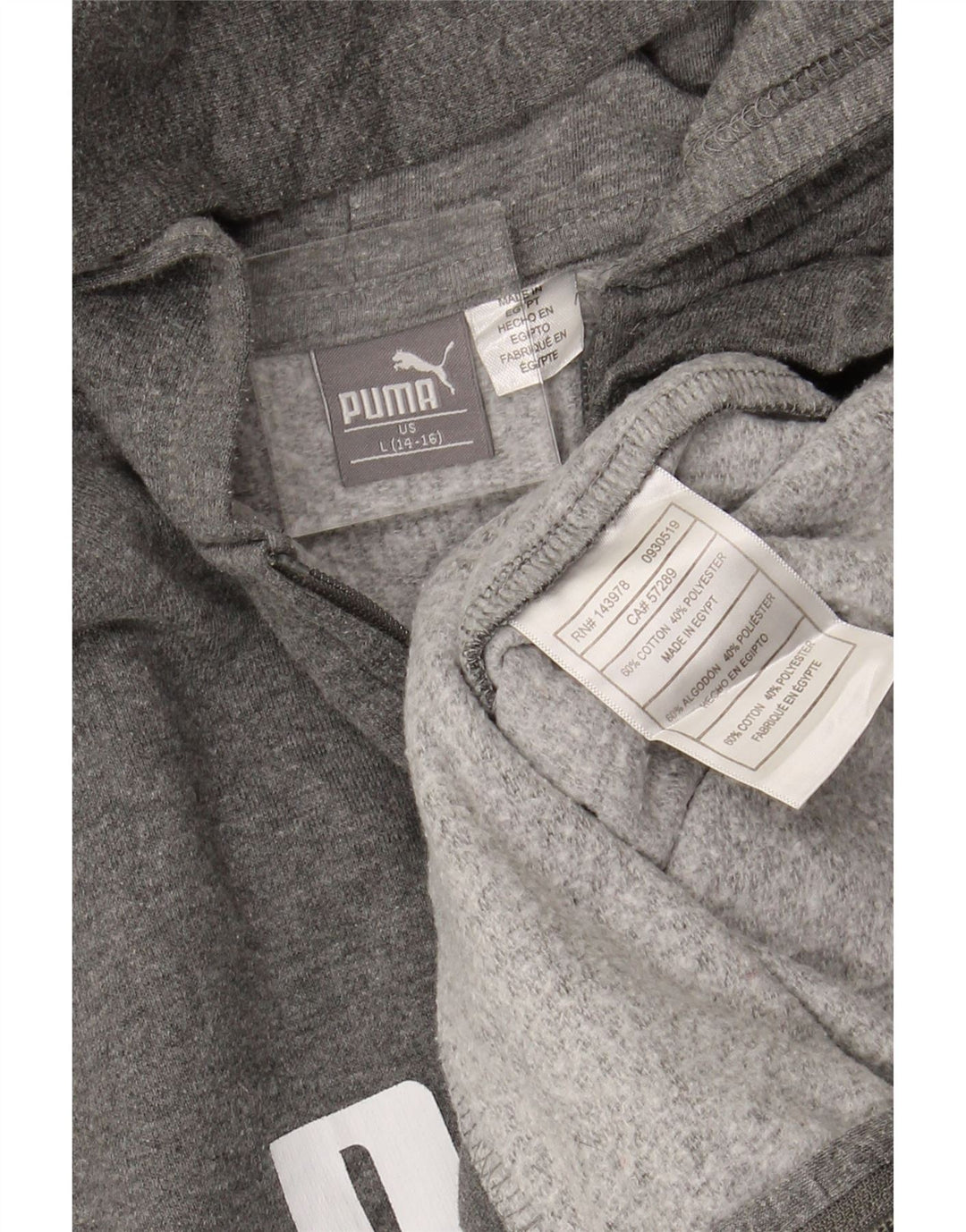 PUMA drenge grafisk hættetrøje med lynlås 12-13 år stor grå bomuld