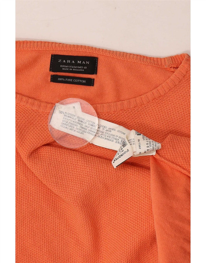 Zara Herre Boat Neck Jumper Sweater Medium Pink Bomuld