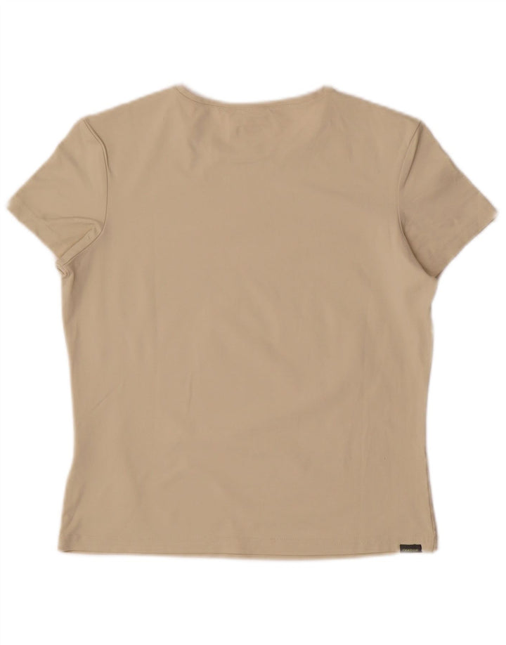 REEBOK Womens T-Shirt Top UK 12 Medium Yellow Nylon