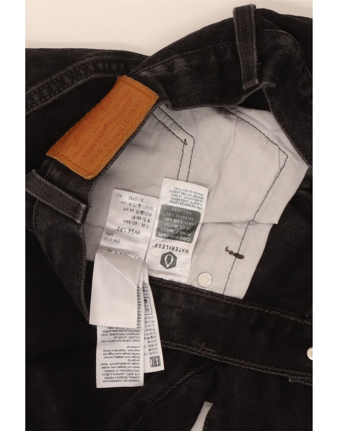 Levi's Dame 501 Straight Jeans W26 L32 Sort Bomuld