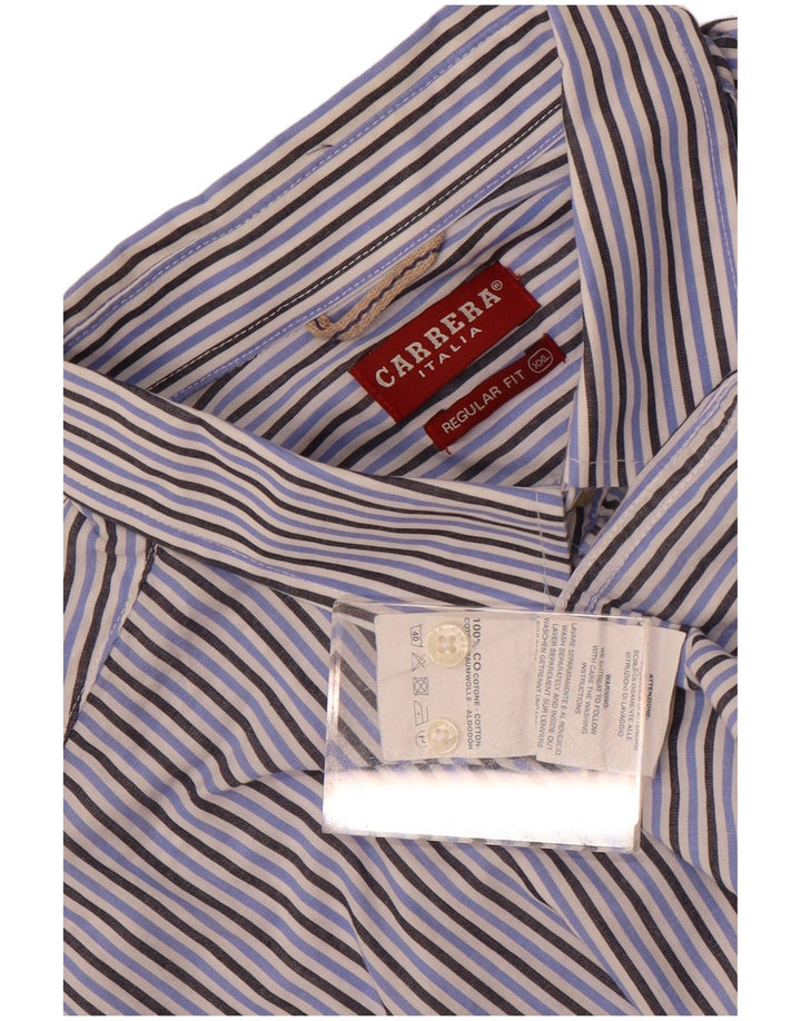 Carrera Herre Regular Fit kortærmet skjorte 2XL blå stribet bomuld