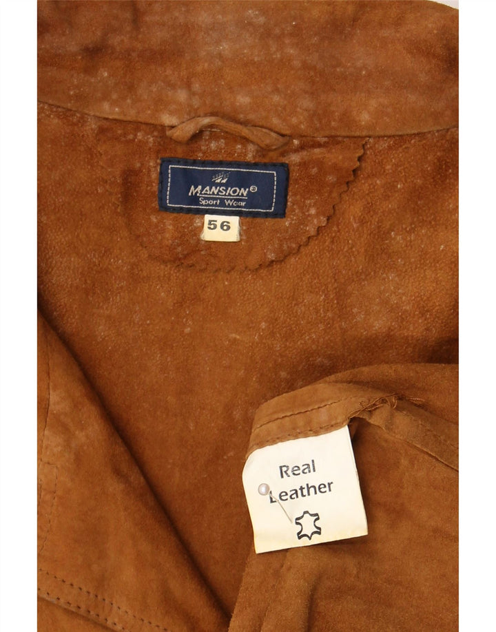 Vintage herre ruskindsjakke IT 56 3XL Beige Læder