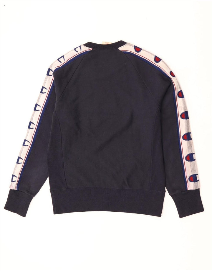 Champion Herre Reverse Weave Graphic Sweatshirt Jumper XS Navy Blue
