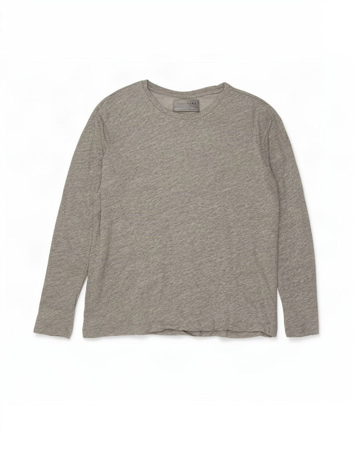 Zara Herre Top Langærmet Medium Grey Flecked Bomuld