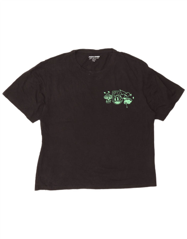 Jack & Jones Herre grafisk T-shirt Top Stor sort bomuld