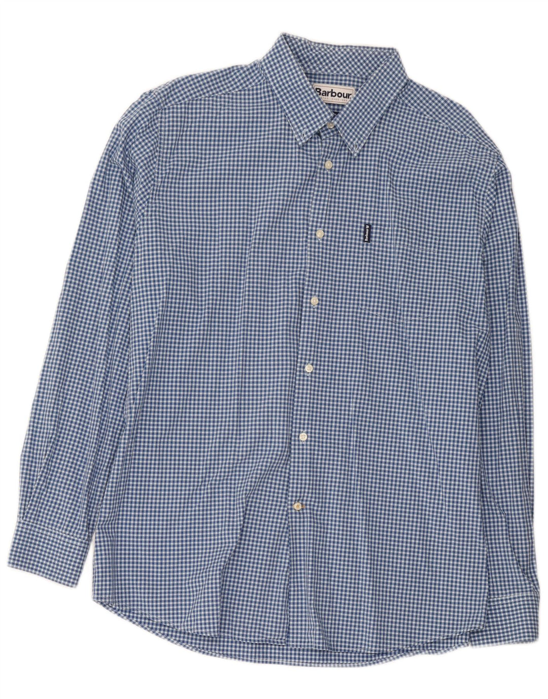 Barbour herre skræddersyet pasform skjorte XL blå Gingham bomuld