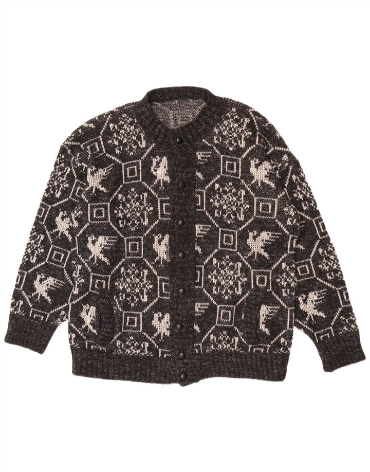 Vintage herre cardigan sweater XL Grå Geometrisk