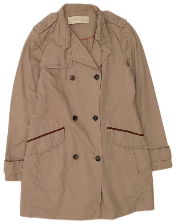 Zara Trench Coat til kvinder UK 10 Small Beige Bomuld