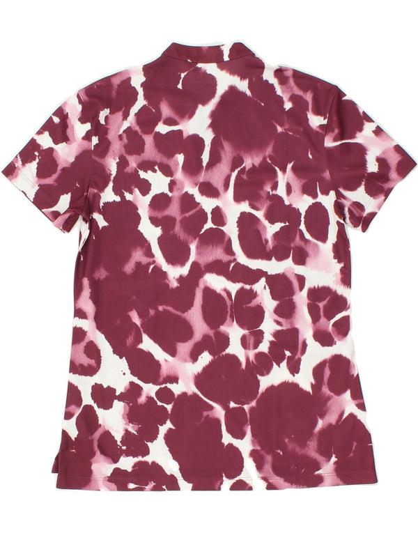 NIKE Womens Dri Fit Standard Fit T-Shirt Top UK 8 Small Maroon Tie Dye