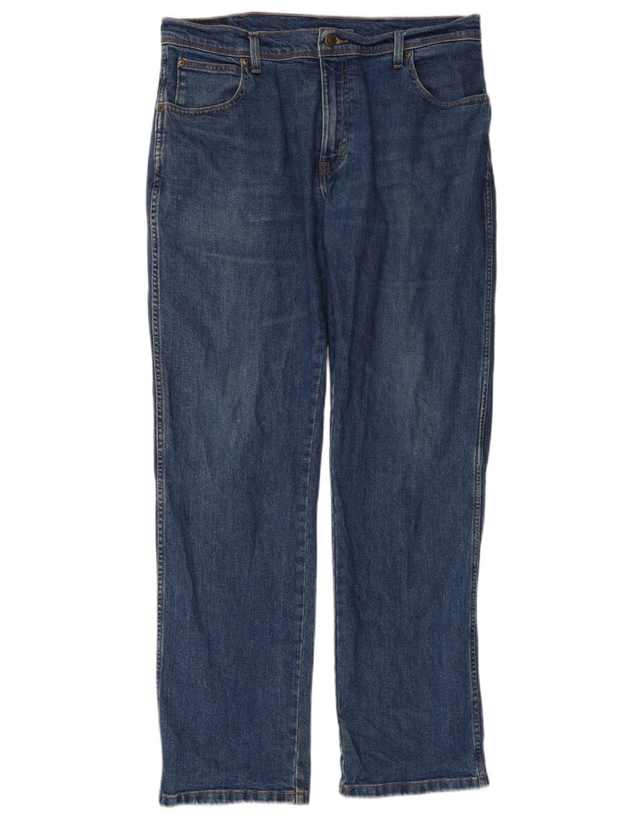 WRANGLER Straight jeans til mænd W36 L34 blå bomuld