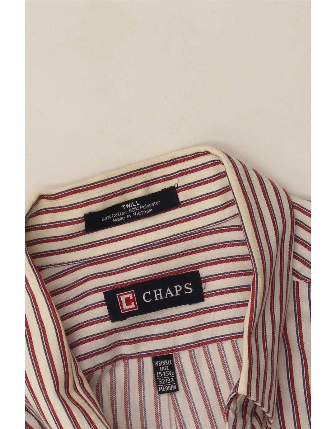 Chaps Herre Flanelskjorte Størrelse 15 1/2 Medium Rød Nålestribet Bomuld