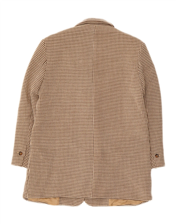 Zara Dame 2-knaps oversize blazerjakke UK 6 XS Beige Houndstooth