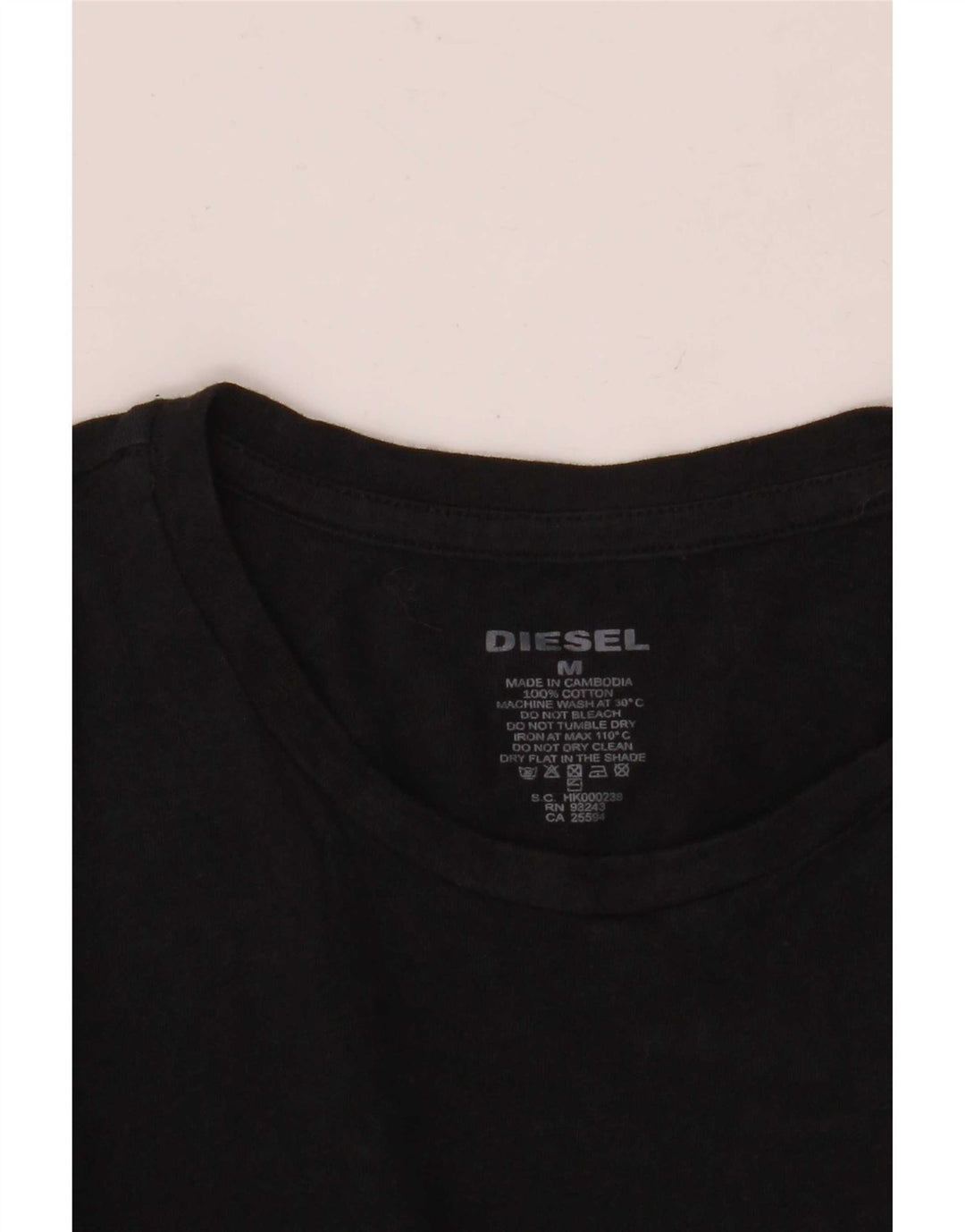 Diesel Herre T-Shirt Top Medium Sort Bomuld