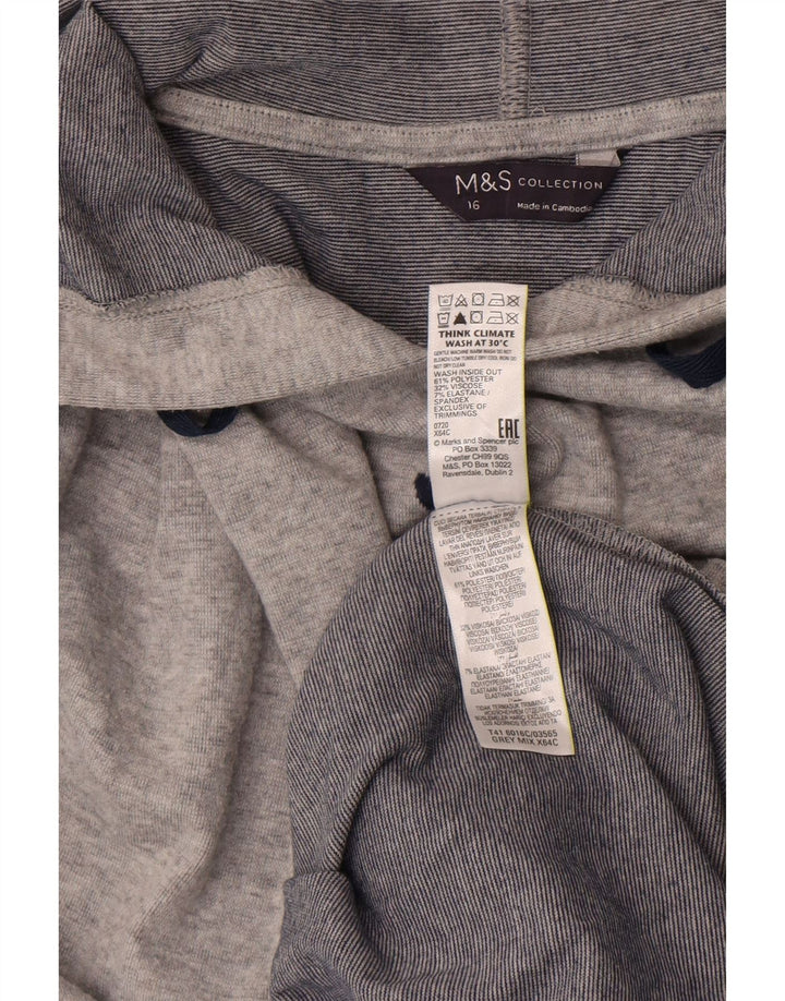 Marks & Spencer Dame Grafisk Oversized Hoodie Jumper UK 16 Large Grå