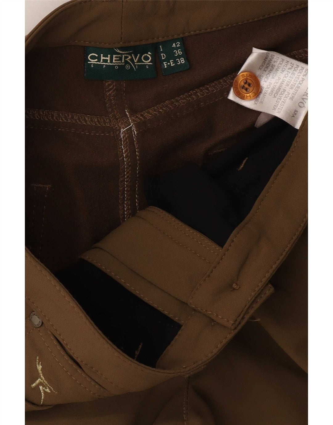 Chervo Dame Bootcut Casual Bukser IT 42 Medium W28 L32 Beige Polyester