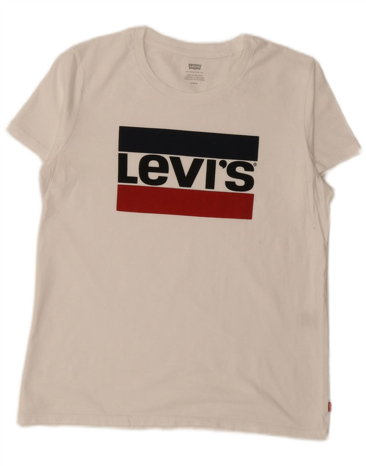 Levi's Grafisk T-shirt top til kvinder UK 14 Medium White