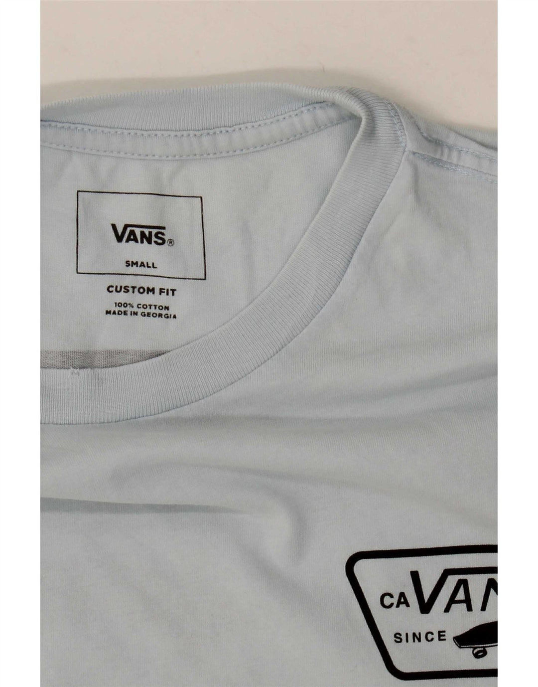 Vans Herre Custom Fit Grafisk T-Shirt Top Lille Blå Bomuld