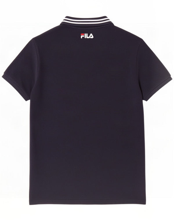 Fila Kortærmet grafisk poloshirt til mænd Large Navy Blue Cotton