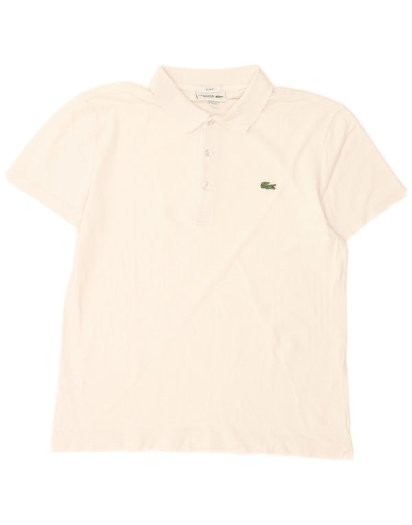 Lacoste Herre Slim Fit Polo Shirt Størrelse 4 Medium Hvid Bomuld