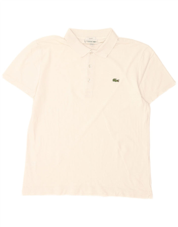 Lacoste Herre Slim Fit Polo Shirt Størrelse 4 Medium Hvid Bomuld