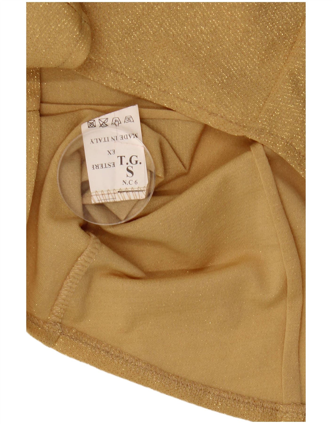 Vintage dameskjorte UK 10 Small Gold Polyester