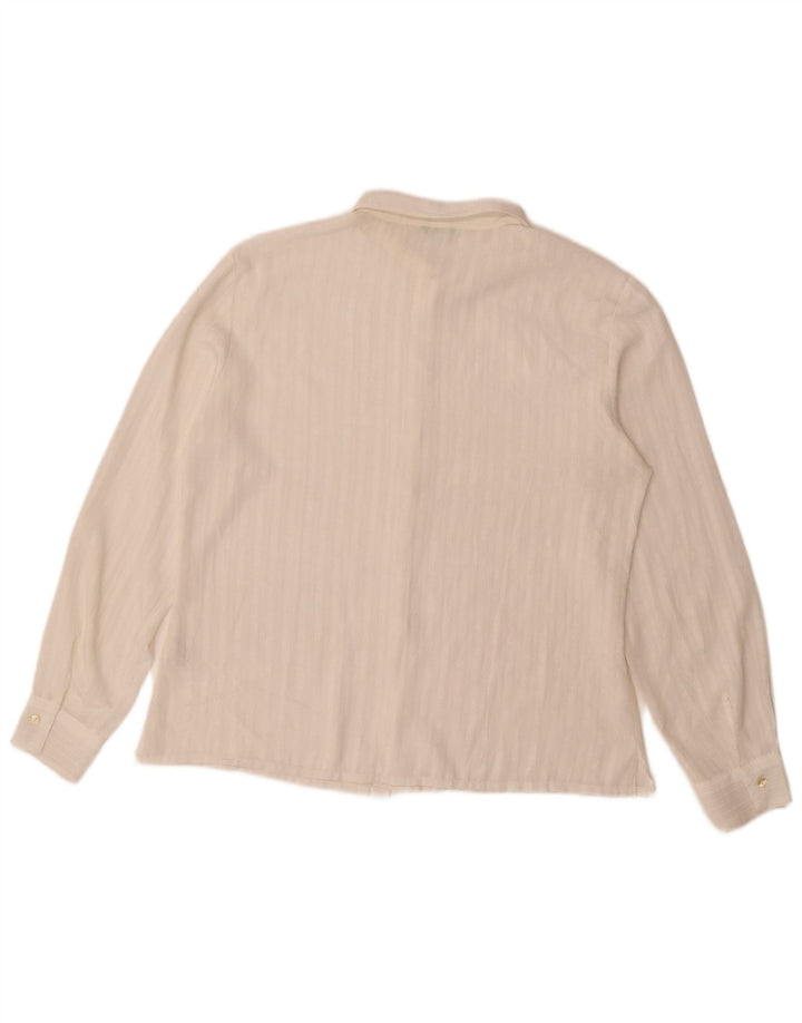Benetton skjortebluse til kvinder UK 16 Stor hvid stribet polyester
