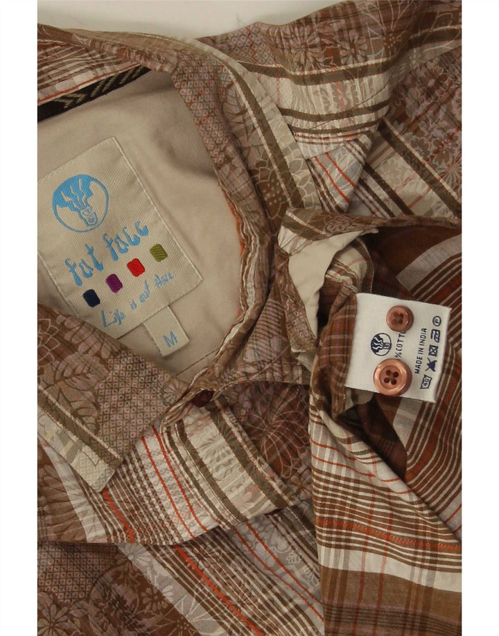 Fat Face Mens Short Sleeve Shirt Medium Brown Check Cotton