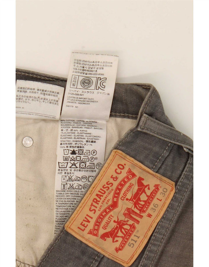 Levi's Herre 511 Cropped Slim Jeans W36 L25 Grå Bomuld
