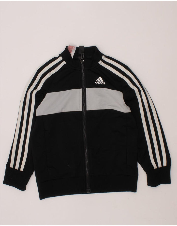 ADIDAS Boys Tracksuit Top Jacket 5-6 Years Black Colourblock Polyester Vintage Adidas and Second-Hand Adidas from Messina Hembry 