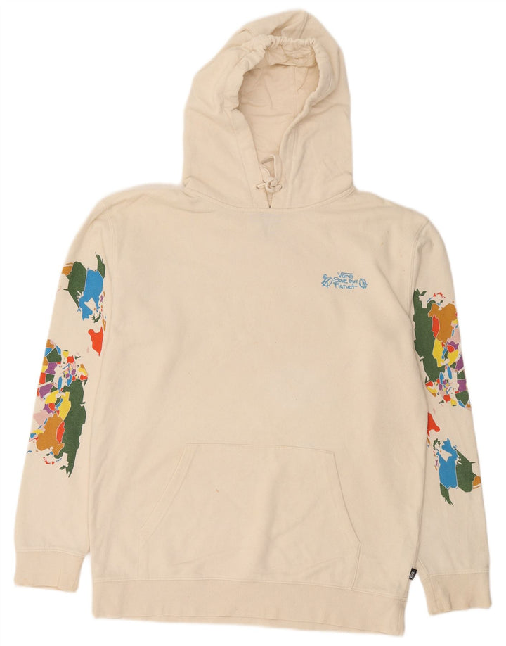 Vans Grafisk hættetrøje til mænd Large Off White Bomuld