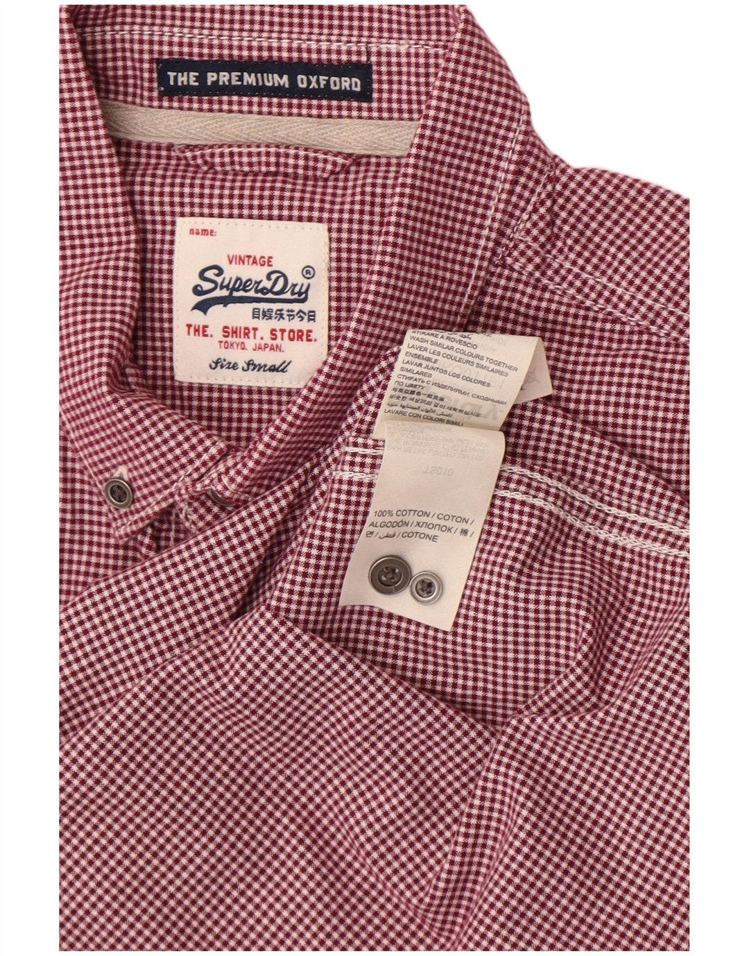 Superdry Kortærmet Herreskjorte Lille Burgundy Gingham Cotton