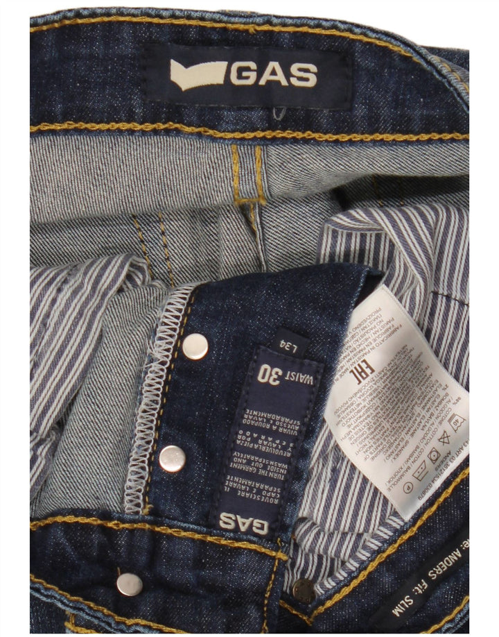 GAS Herre Anders Distressed Slim Jeans W30 L34 Marineblå Bomuld