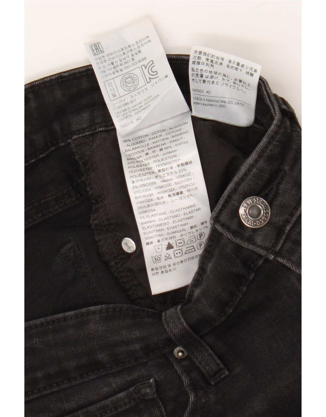 Levi's Dame 712 Slim Jeans W28 L30 Sort Bomuld