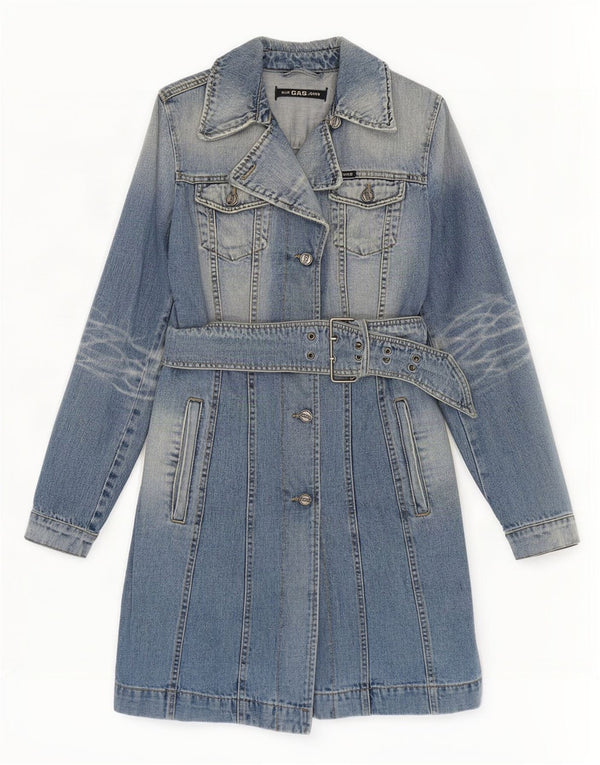 Gas Dame Denim Coat UK 10 Small Blue Cotton