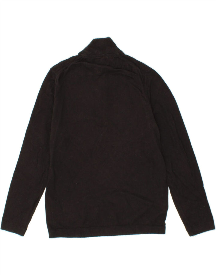 EDDIE BAUER Mens Zip Neck Jumper Sweater Small Black Cotton Vintage Eddie Bauer and Second-Hand Eddie Bauer from Messina Hembry 