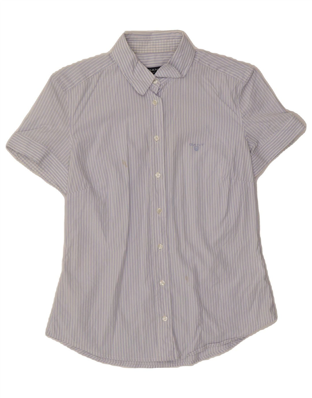 GANT Womens Short Sleeve Shirt UK 12 Medium  Blue Striped Cotton Vintage Gant and Second-Hand Gant from Messina Hembry 