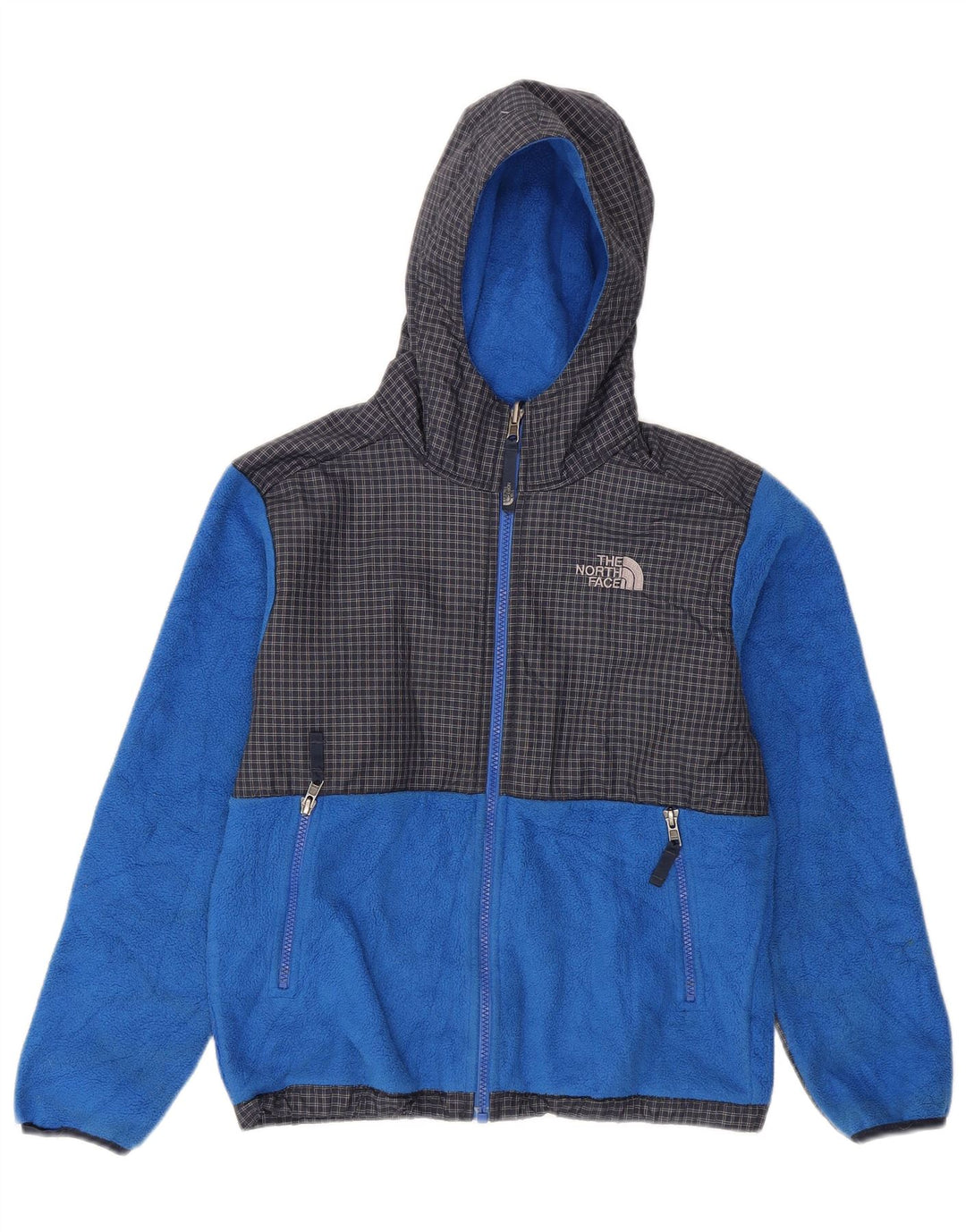 The North Face Boys Hættejakke i fleece 10-11 år Medium Blue Check