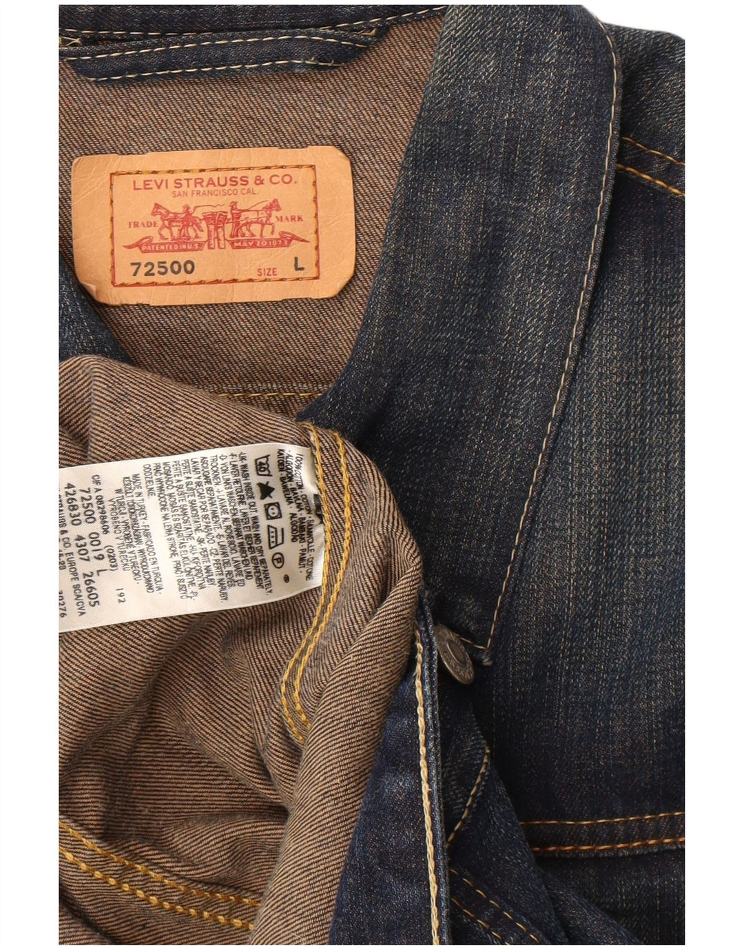 Levi's Herre denimjakke UK 40 Large Blue Cotton