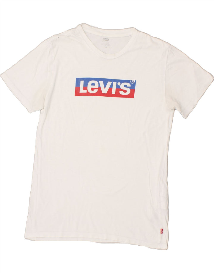 LEVI'S Mens Graphic T-Shirt Top Medium White Cotton Vintage Levi's and Second-Hand Levi's from Messina Hembry 