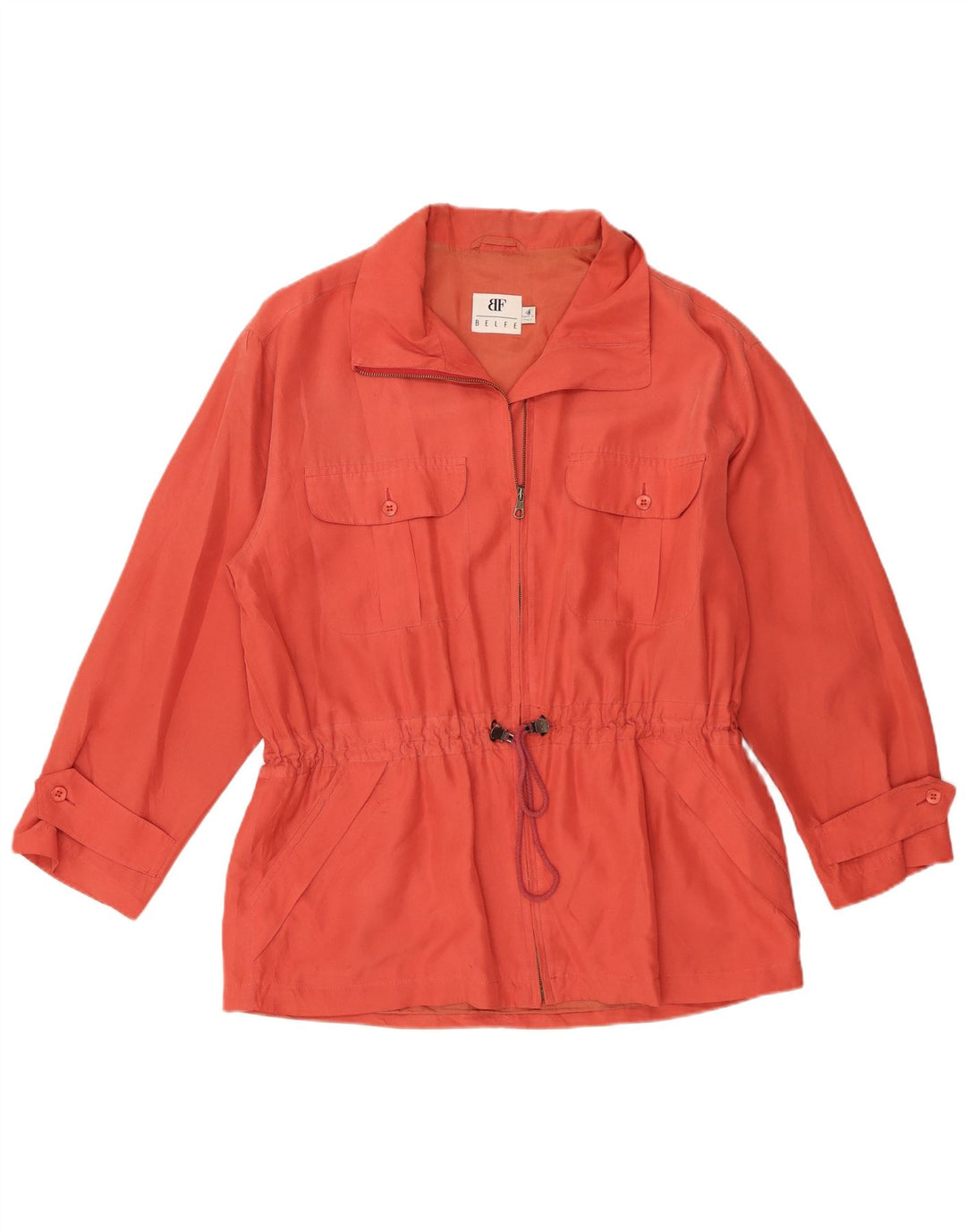 Belfe Womens Utility Jacket IT 48 XL Orange Silke