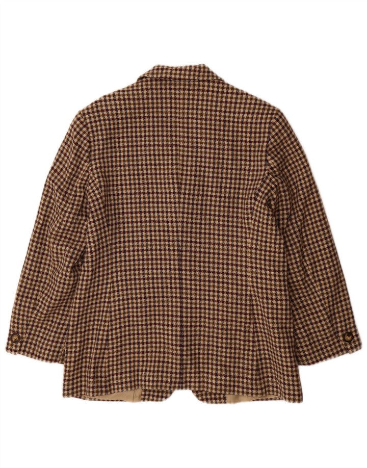 Marella Dame 3-knaps blazerjakke UK 18 XL Brun Houndstooth New Wool