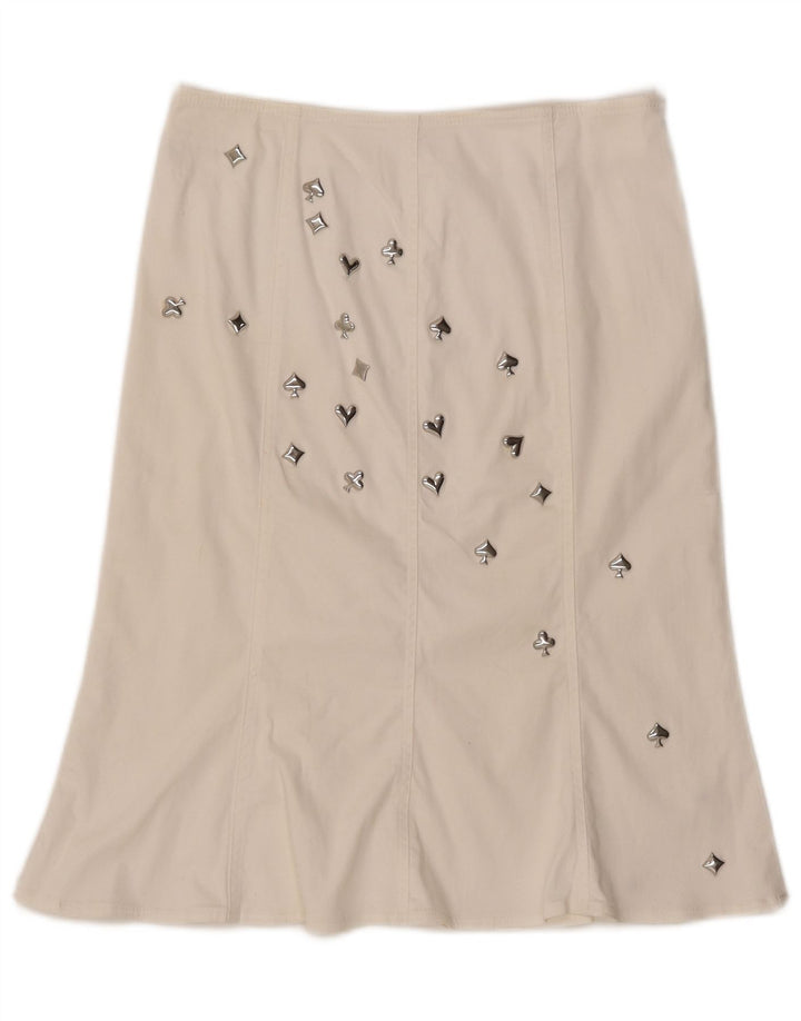 MOSCHINO A-line nederdel til kvinder med høj talje UK 14 W30 L23 hvid bomuld