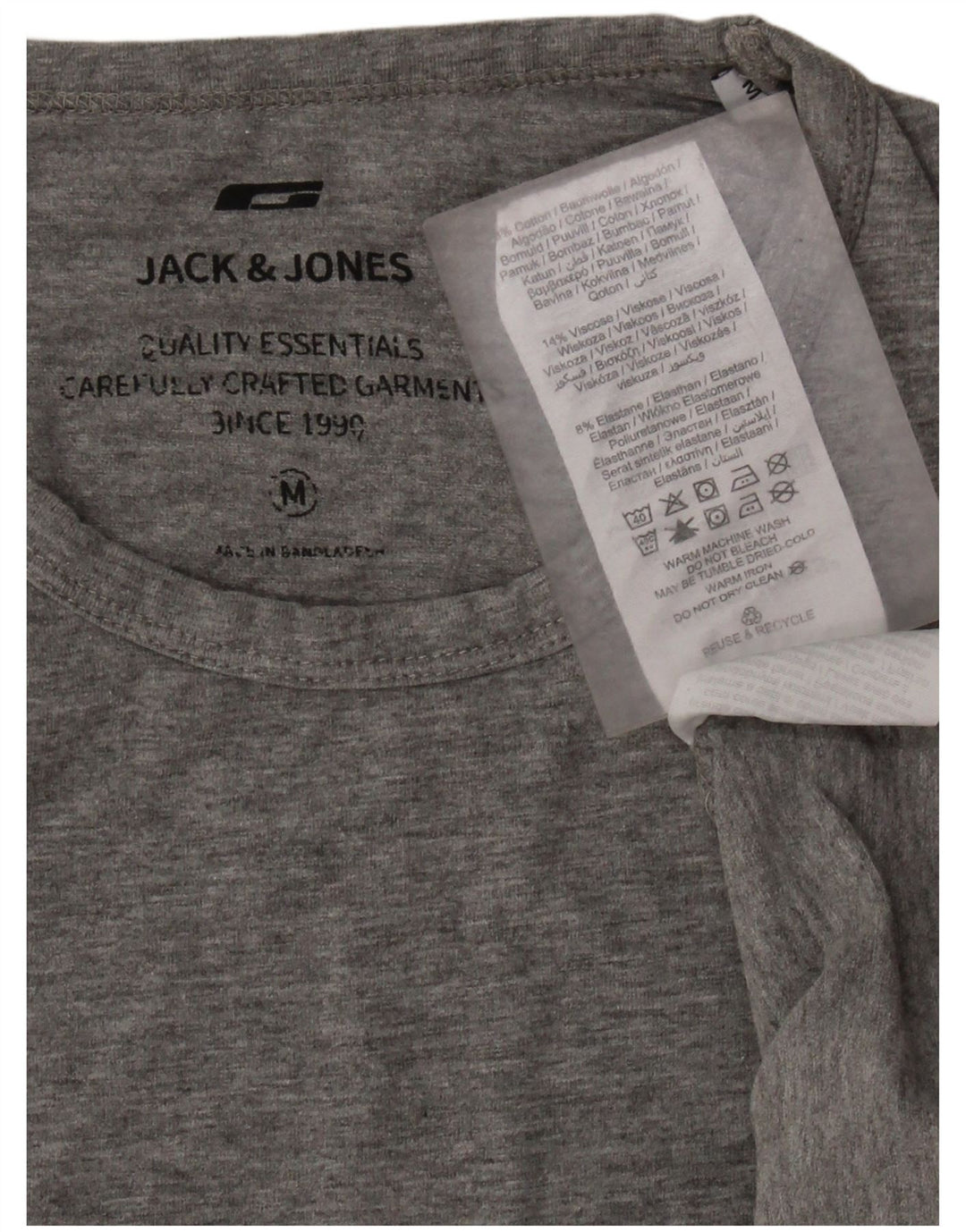 JACK & JONES Herre T-shirt Top Medium Grey Flecked Bomuld