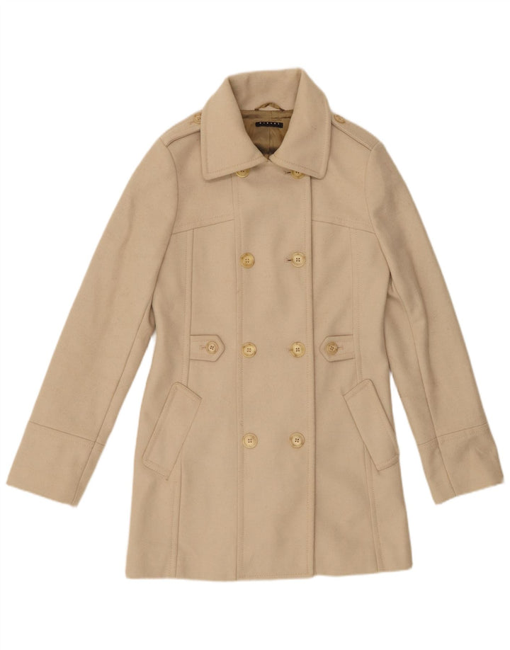 Sisley Dame Dobbeltradet Frakke IT 40 Lille Beige Uld