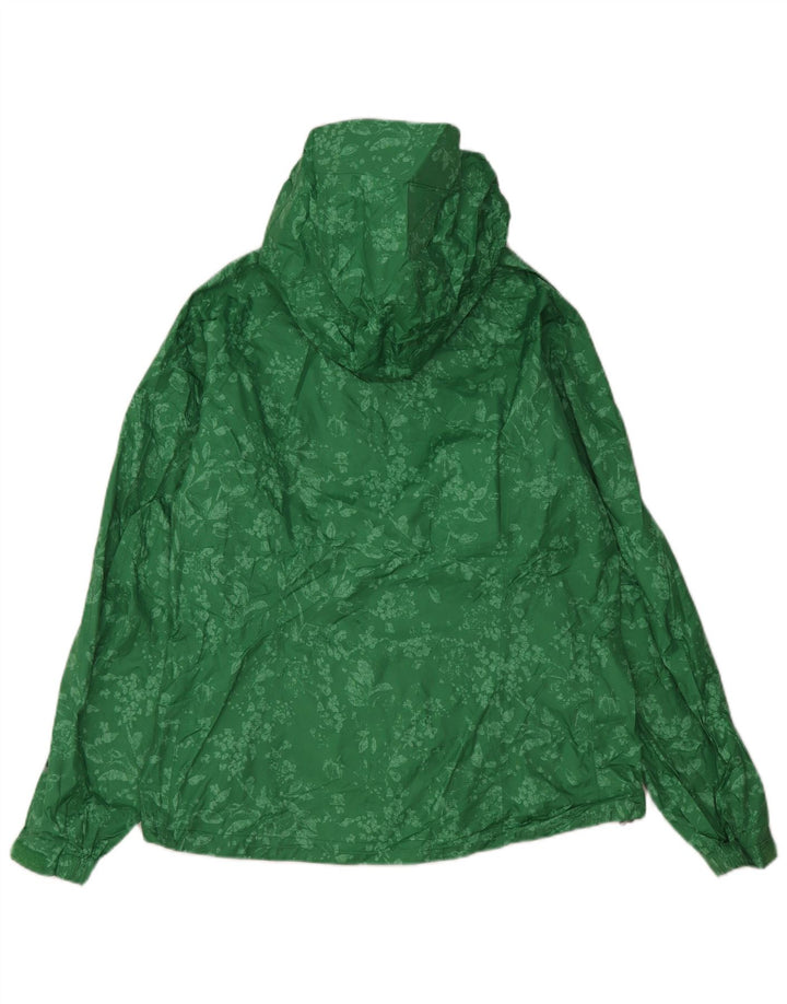 EDDIE BAUER Regnjakke med hætte til kvinder UK 14 Medium Green Floral Nylon