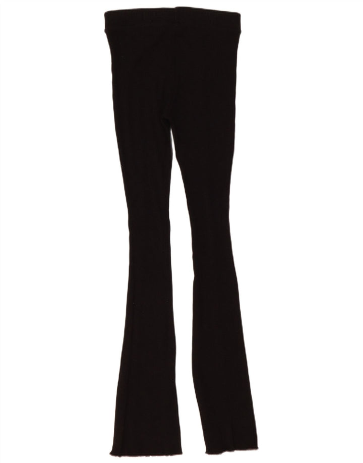 Zara Dame Flare Leggings UK 12 Medium Sort Bomuld
