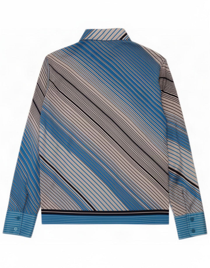 Vintage Dame Skjorte IT 46 Stor Blå Stribet Polyester