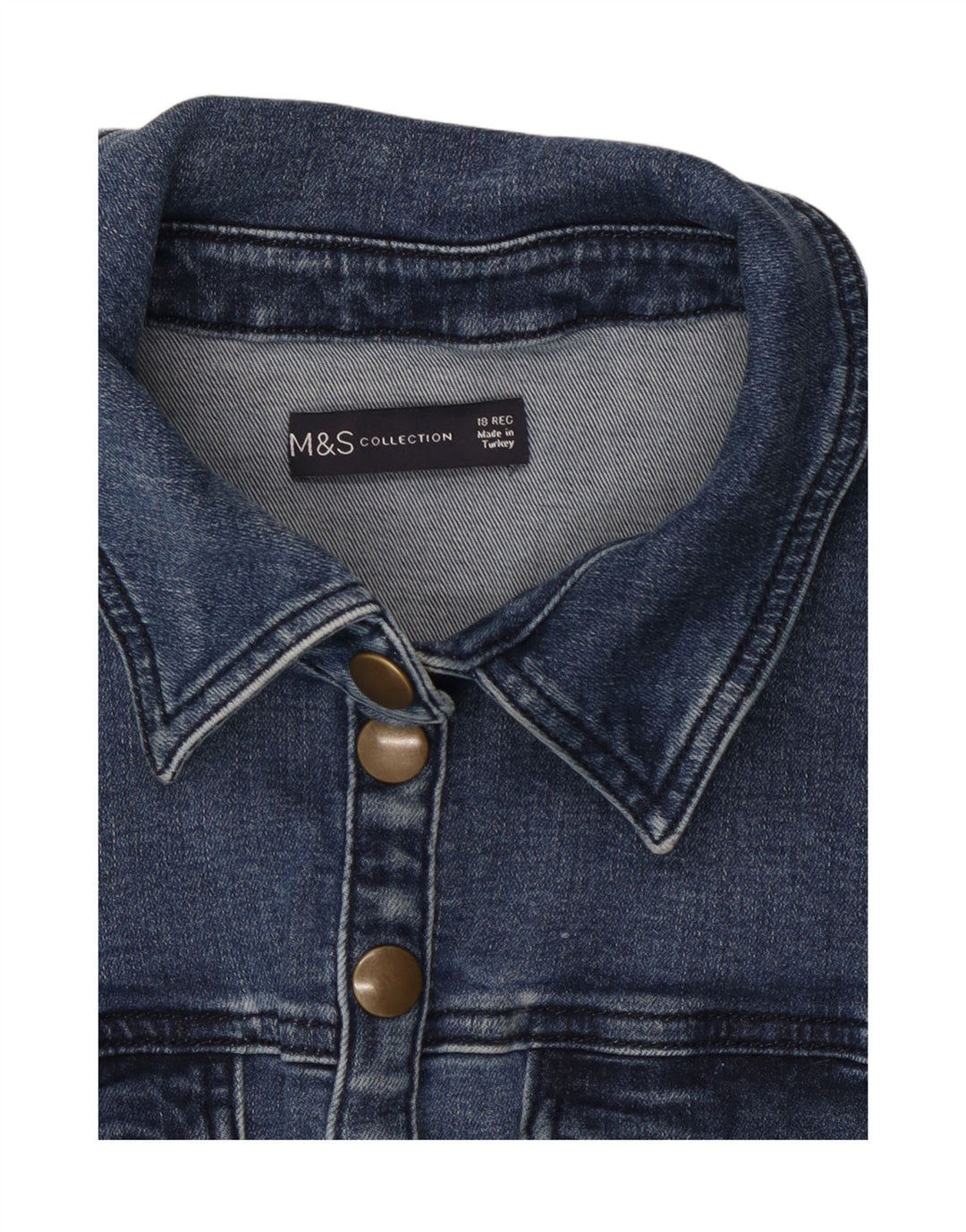MARKS & SPENCER Dame denim skjortekjole UK 18 XL Blå Bomuld